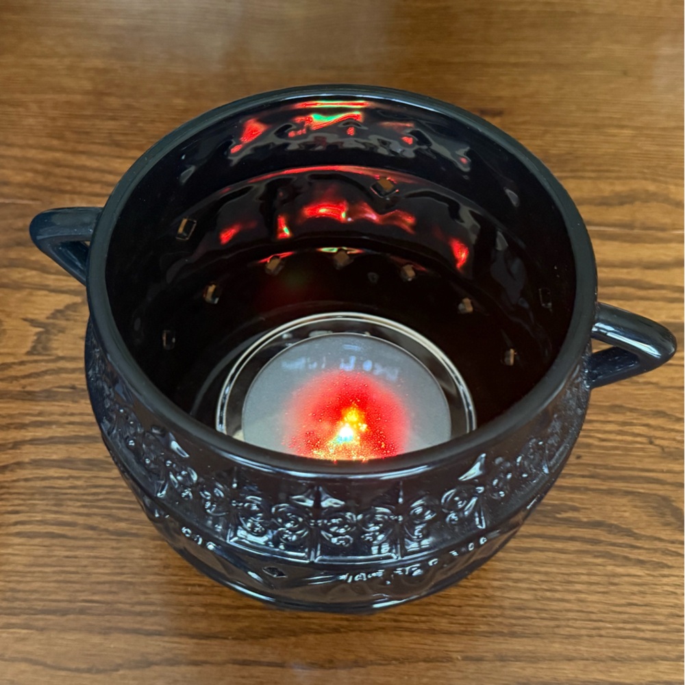 PartyLite Halloween Spellbound Cauldron Jar Holder Black and Color Changing Base - Picture 12 of 15